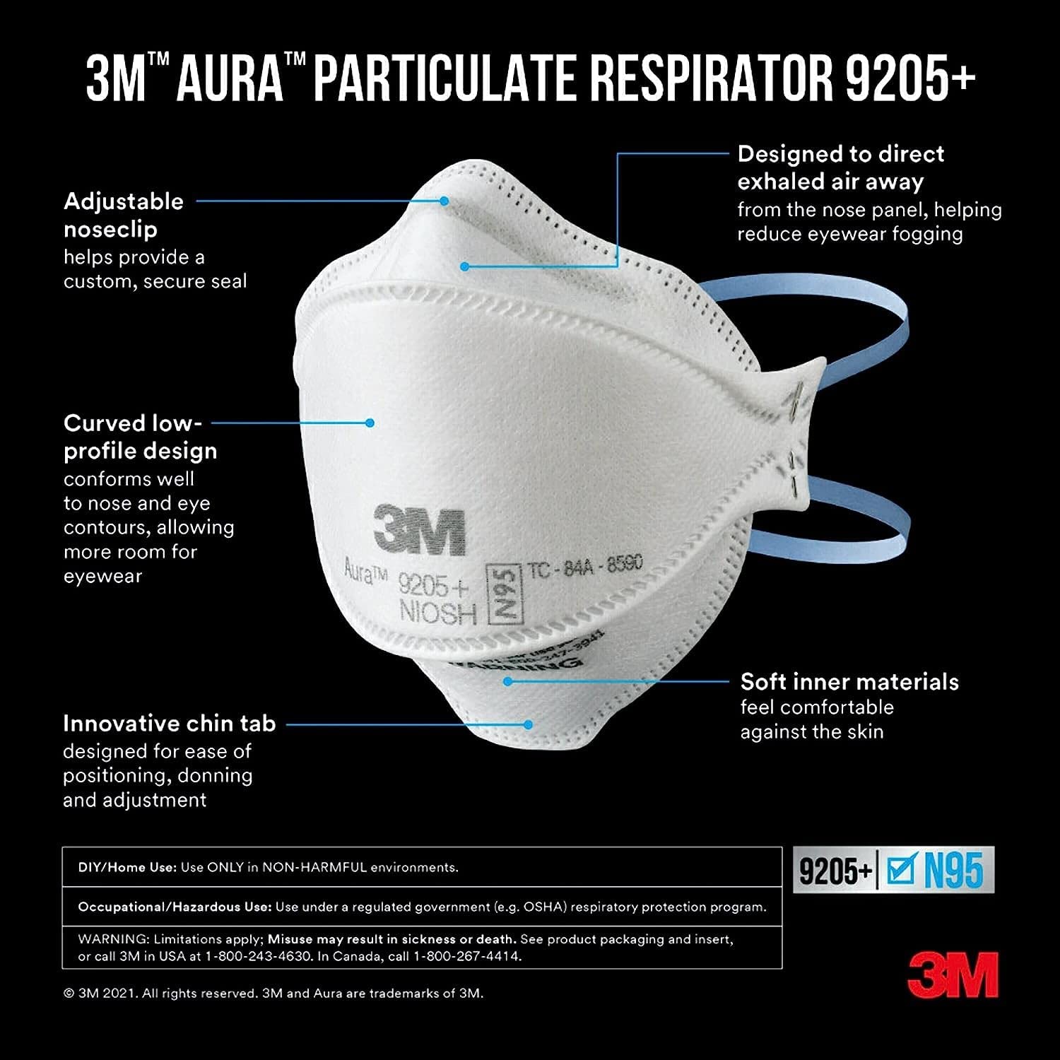 Foto 4 pulgar | Respirador De Partículas 3m Aura 9205+ N95 Ligero, Paquete De 3 - Venta Internacional.