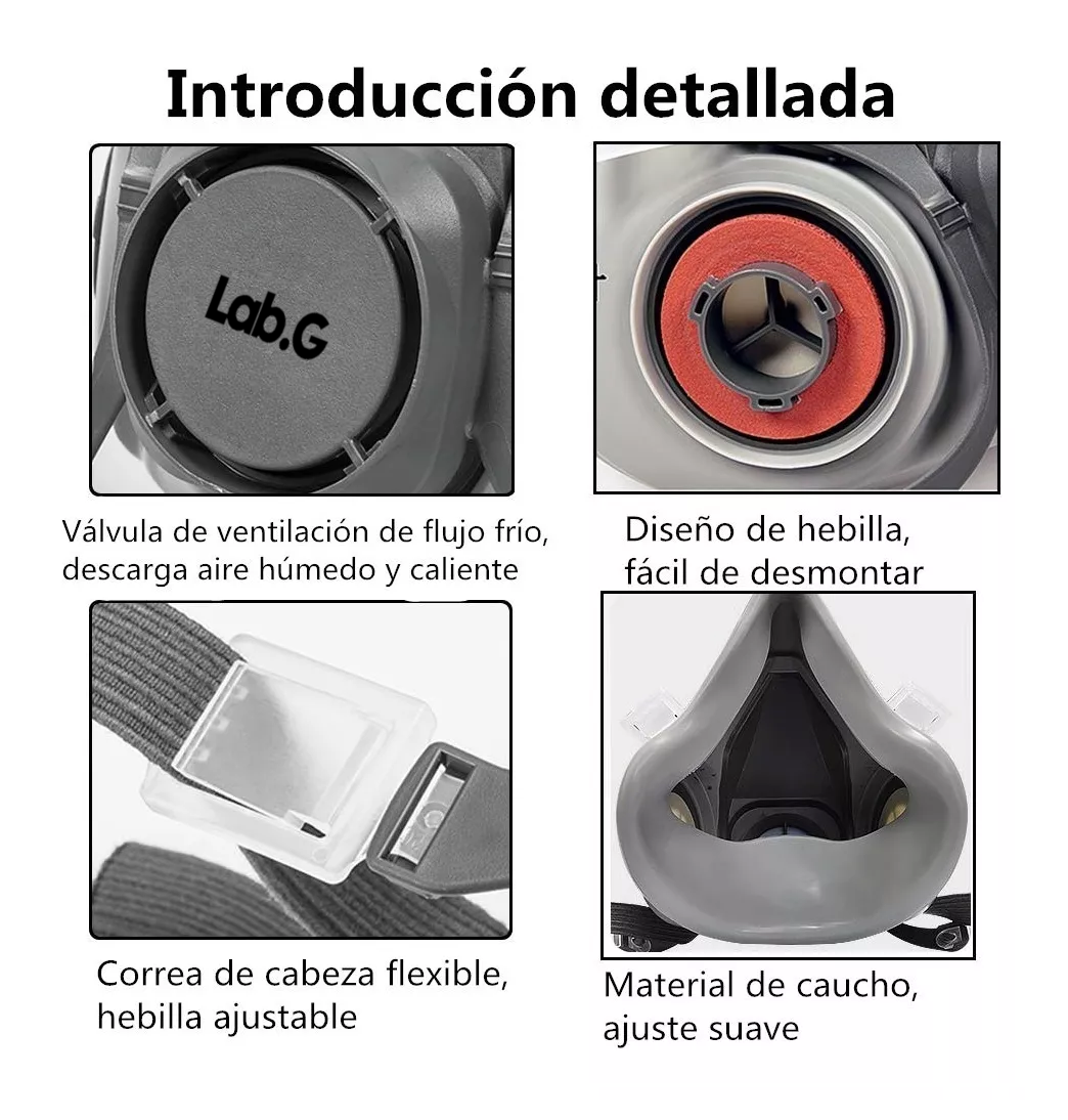 Foto 3 pulgar | Máscara De Gas Respirable + 10 Filtros De Algodón 6200