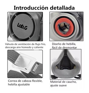 Foto 2 | Máscara De Gas Respirable + 10 Filtros De Algodón 6200