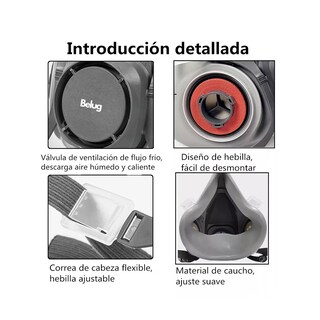 Foto 2 | Máscara De Gas Respirable Belug + 10 Filtros De Algodón 6200