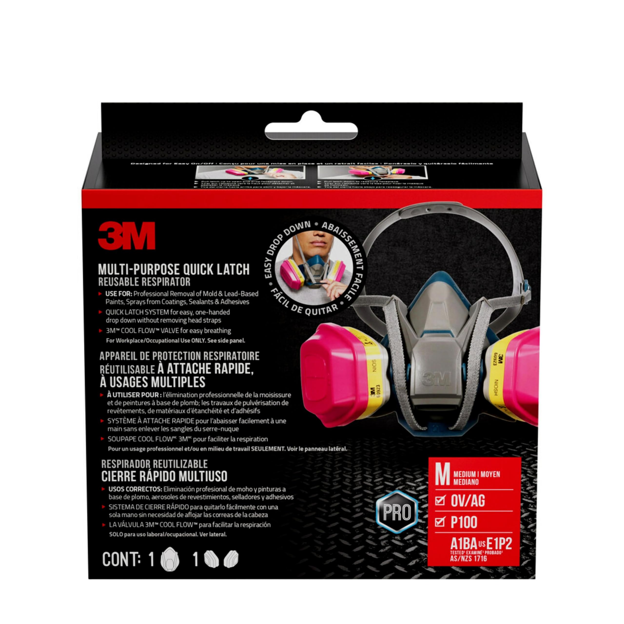 Foto 2 | Respirador 3m 65023qlha1-c Pro Multiusos Con Cierre Rápido - Venta Internacional.