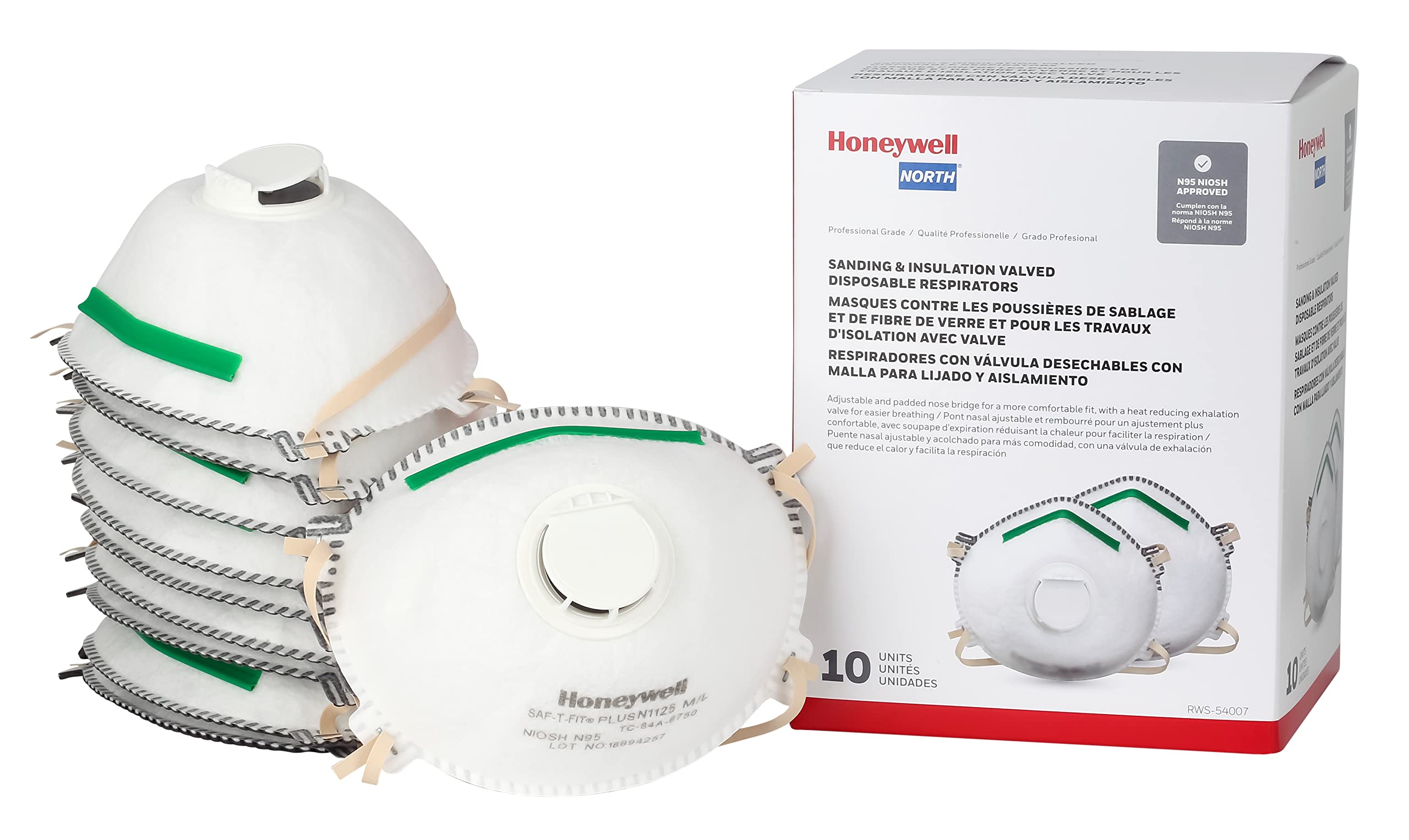 Foto 1 | Máscara Respiratoria N95 Aprobada Por El Niosh De Honeywell, Paquete De 10 Unidades, Color Blanco - Venta Internacional