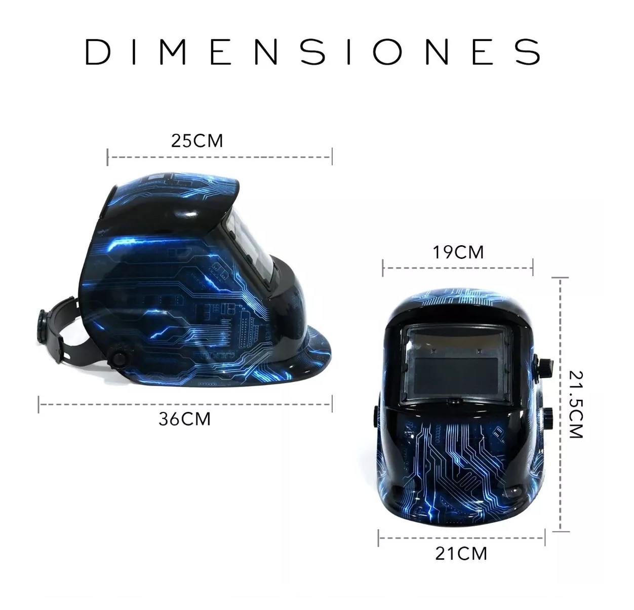 Foto 6 pulgar | Careta de Soldar Automática Profesional 2 color Negro con Azul