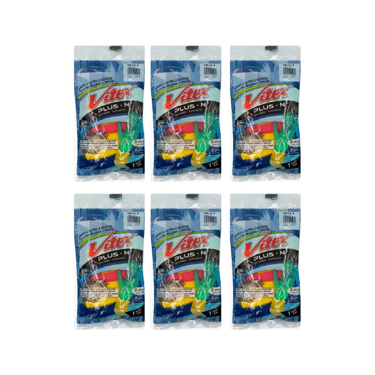 Foto 1 | Guante de Látex Vitex Doble Capa Plus Satinado Sixpack Jardinería