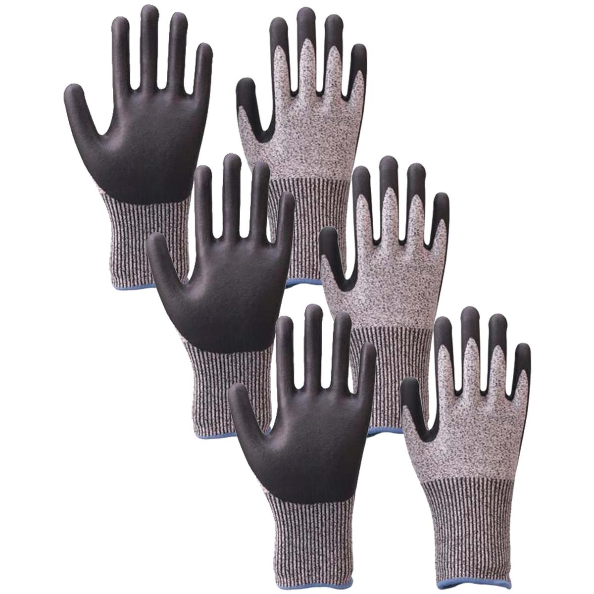 Foto 2 pulgar | Guantes Anti Corté Protección Rudo Ventdepot Mxbgv-008 3 Pares Gris/negro