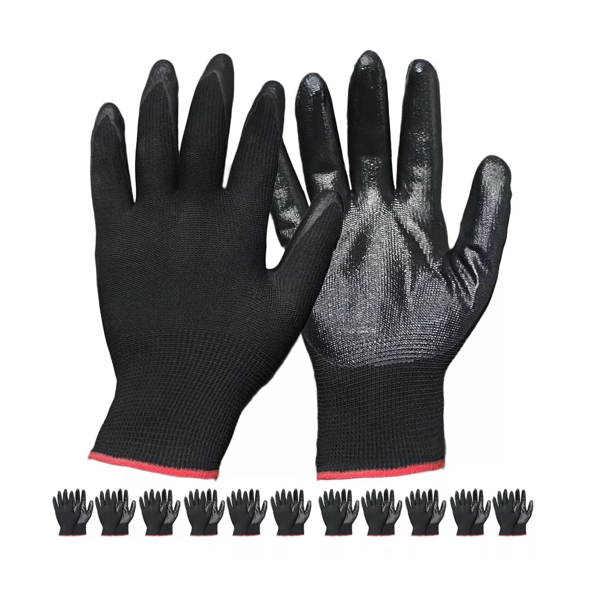 Foto 2 pulgar | Guante Nylon  Recubiertos Palma Nitrilo Seguridad 12pcs Eo Safe Imports Esi-15632 Negro