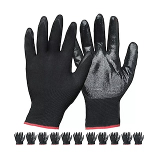 Foto 1 | Guante Nylon Recubiertos Palma Nitrilo Seguridad 12pcs Eo Safe Imports Esi-15632 Negro