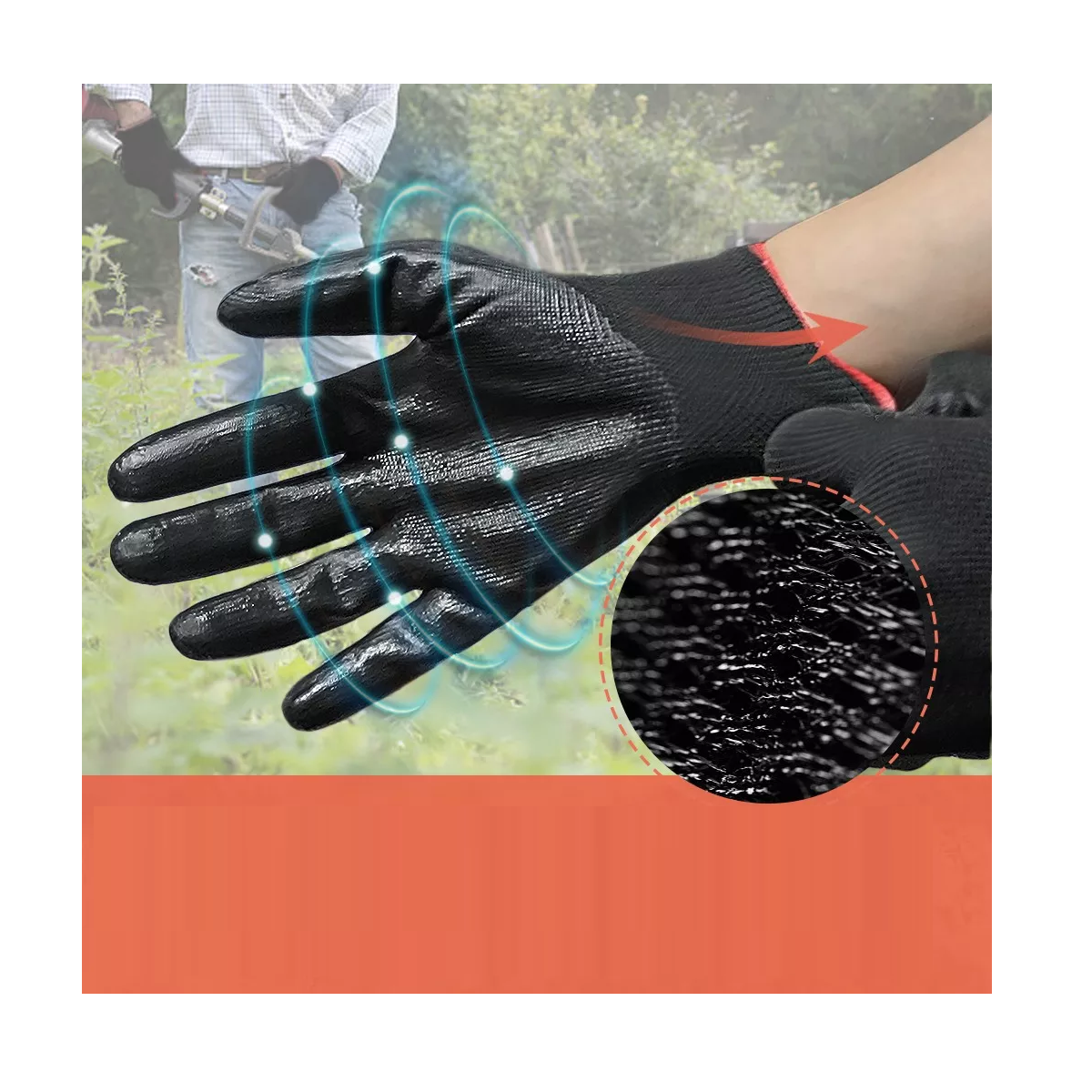 Foto 3 pulgar | Guante Nylon  Recubiertos Palma Nitrilo Seguridad 12pcs Eo Safe Imports Esi-15632 Negro