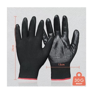 Foto 3 | Guante Nylon Recubiertos Palma Nitrilo Seguridad 12pcs Eo Safe Imports Esi-15632 Negro