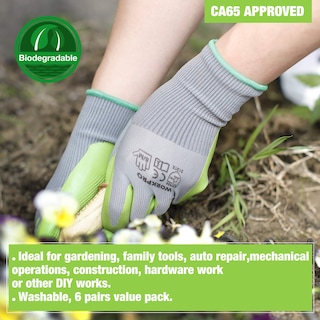 Foto 6 | Guantes De Jardín Workpro, 6 Pares, Con Revestimiento De Látex Ecológico En La Palma - Venta Internacional.