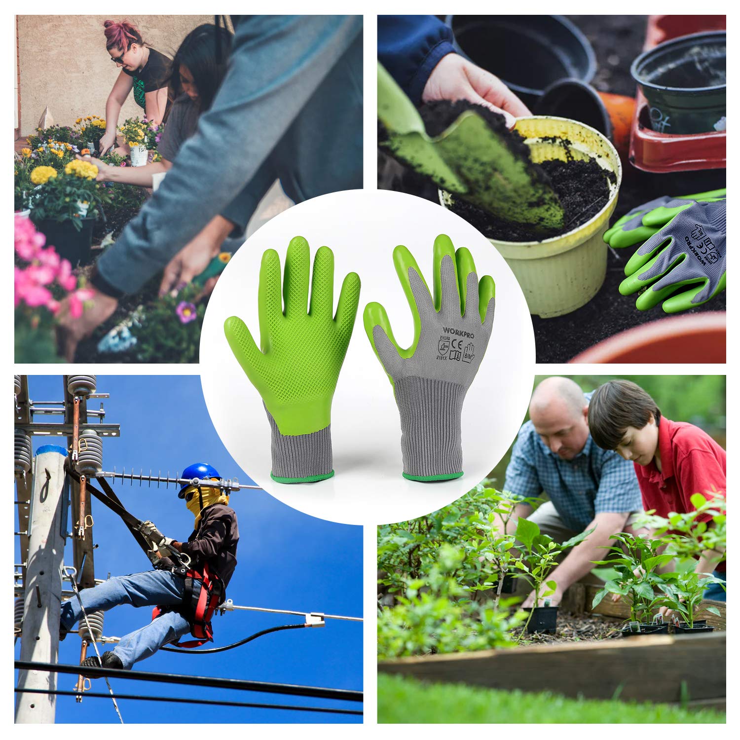 Foto 8 pulgar | Guantes De Jardín Workpro, 6 Pares, Con Revestimiento De Látex Ecológico En La Palma - Venta Internacional.