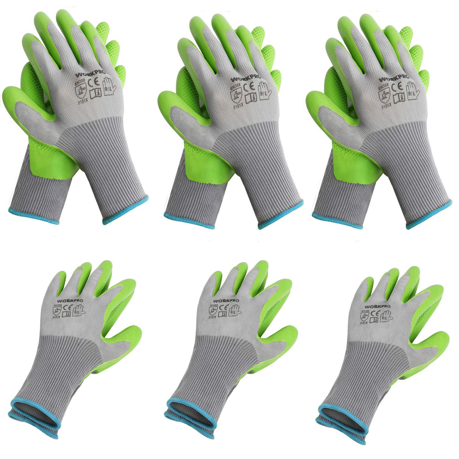 Foto 2 pulgar | Guantes De Jardín Workpro, 6 Pares, Con Revestimiento De Látex Ecológico En La Palma - Venta Internacional.