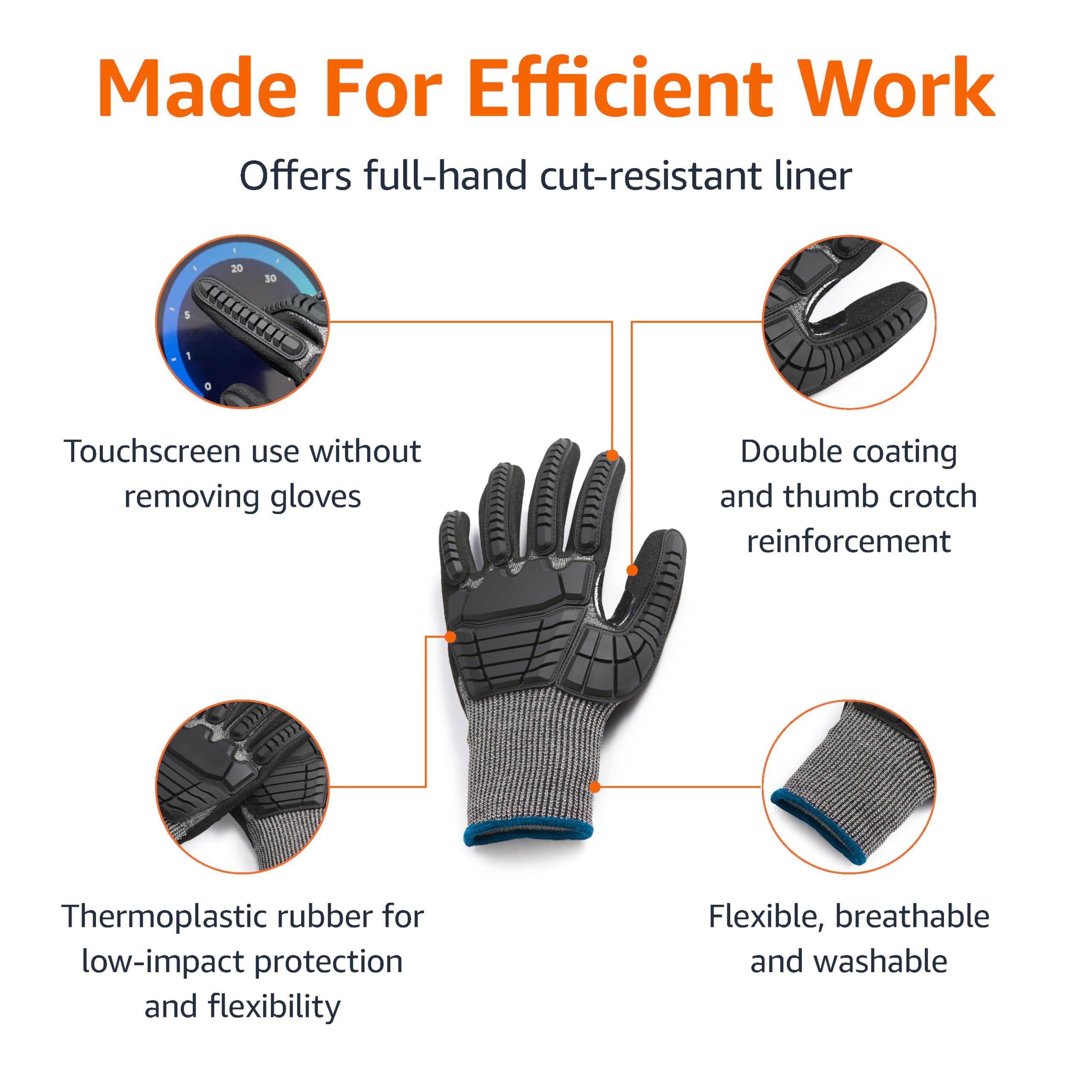 Foto 2 | Guantes Amazon Basics, Nivel A2, Protección Contra Impactos, 100 Pares - Venta Internacional.