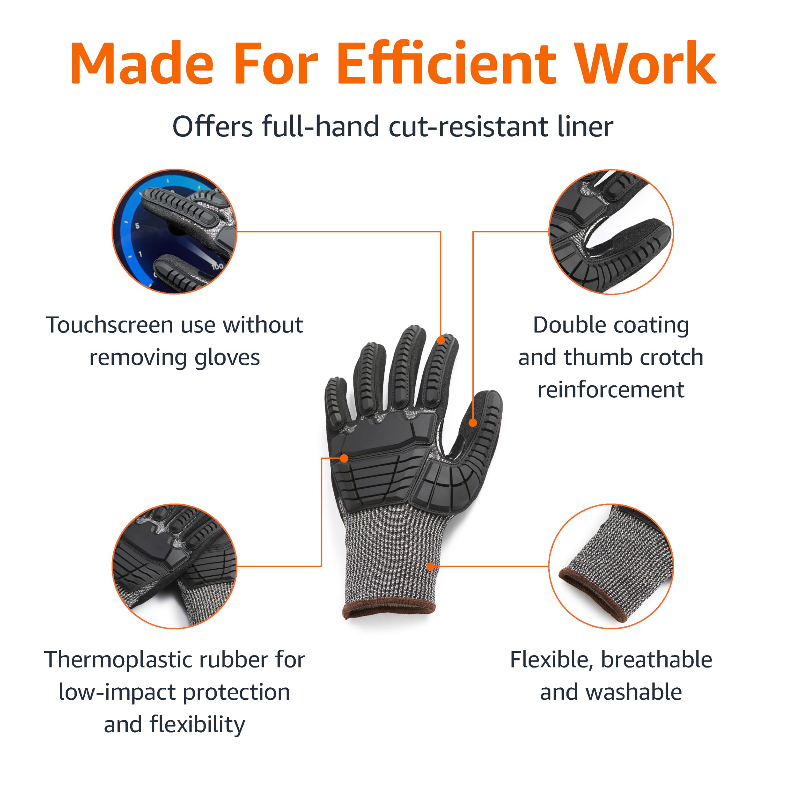 Foto 3 pulgar | Guantes Amazon Basics, Nivel A2, Protección Contra Impactos, 100 Pares - Venta Internacional.