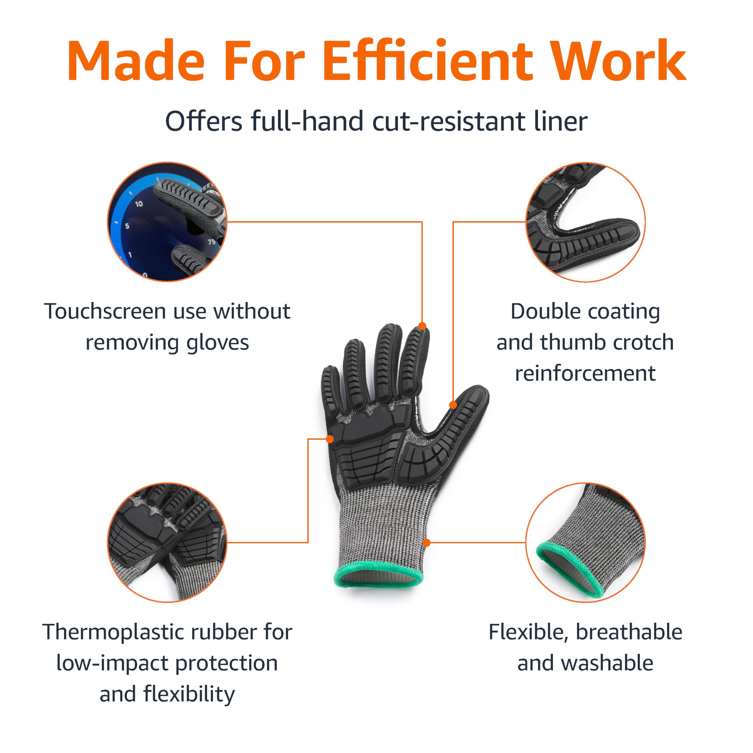 Foto 3 pulgar | Guantes Amazon Basics, Nivel A2, Protección Contra Impactos, 100 Pares - Venta Internacional.