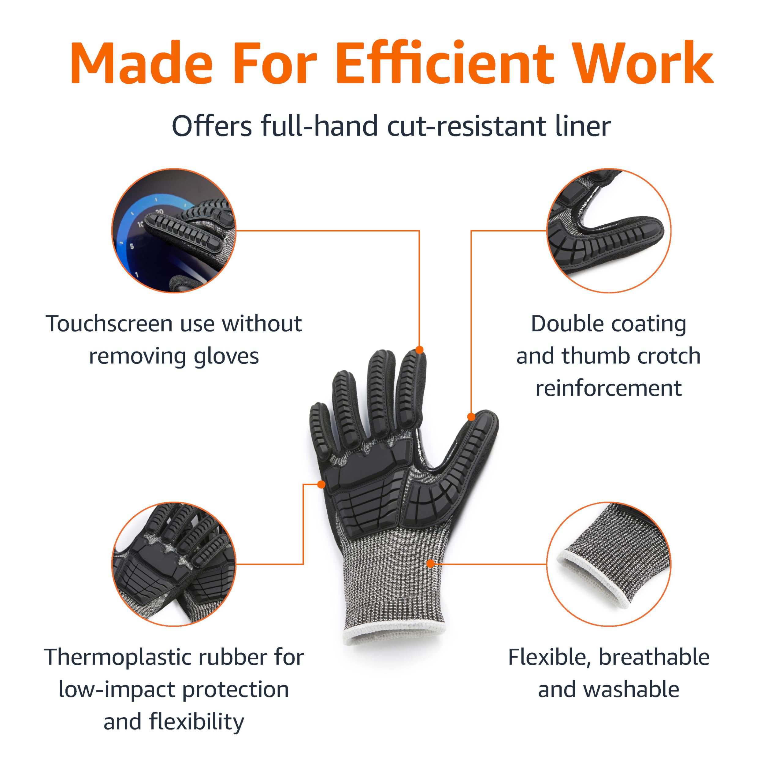 Foto 3 pulgar | Guantes Amazon Basics, Nivel A2, Protección Contra Impactos Xs, 100 Pares - Venta Internacional.