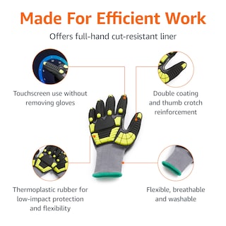 Foto 2 | Guantes Amazon Basics, Protección Contra Impactos, 15 G, De Nitrilo Arenoso - Venta Internacional.