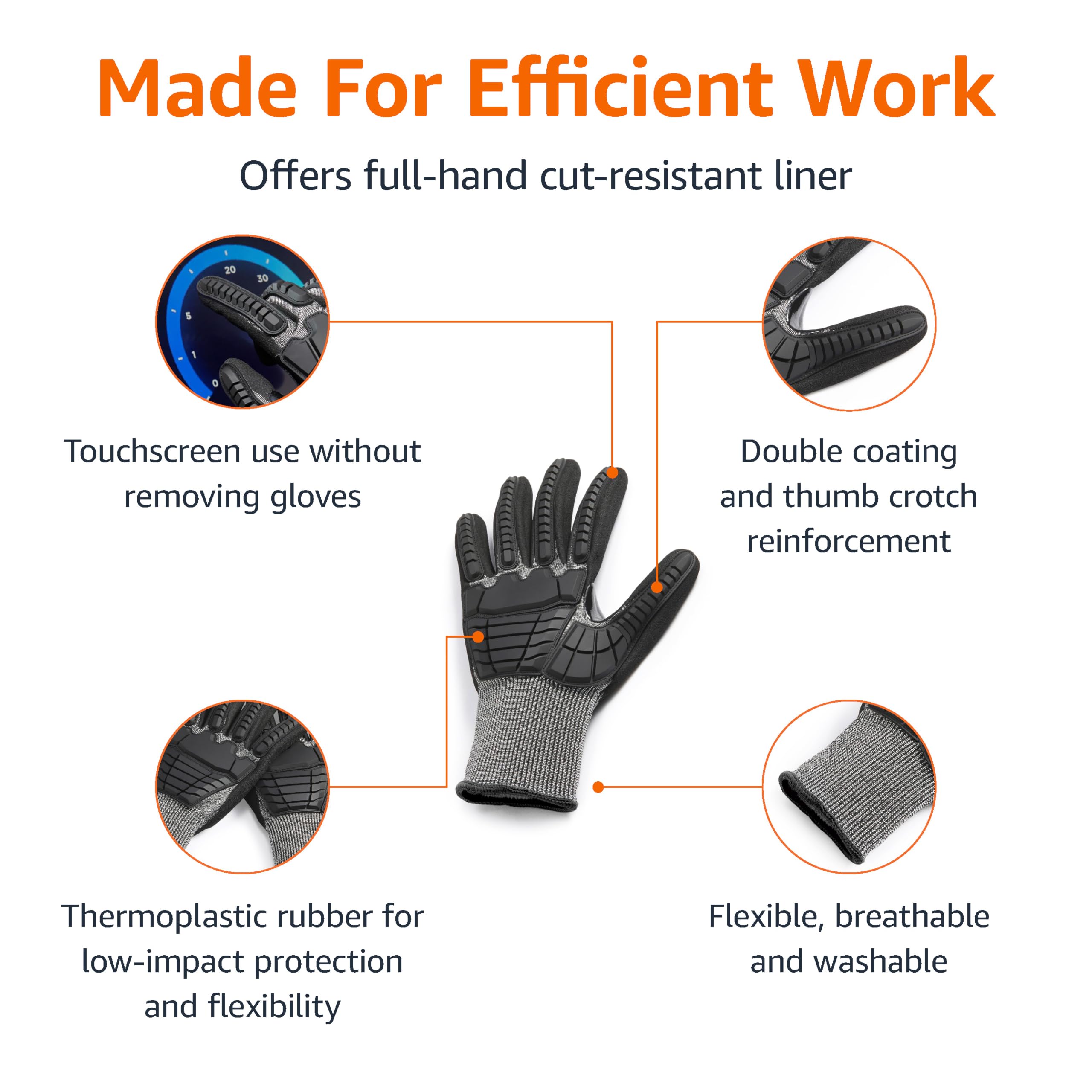 Foto 3 pulgar | Guantes Amazon Basics, Nivel A2, Protección Contra Impactos, 100 Pares - Venta Internacional.