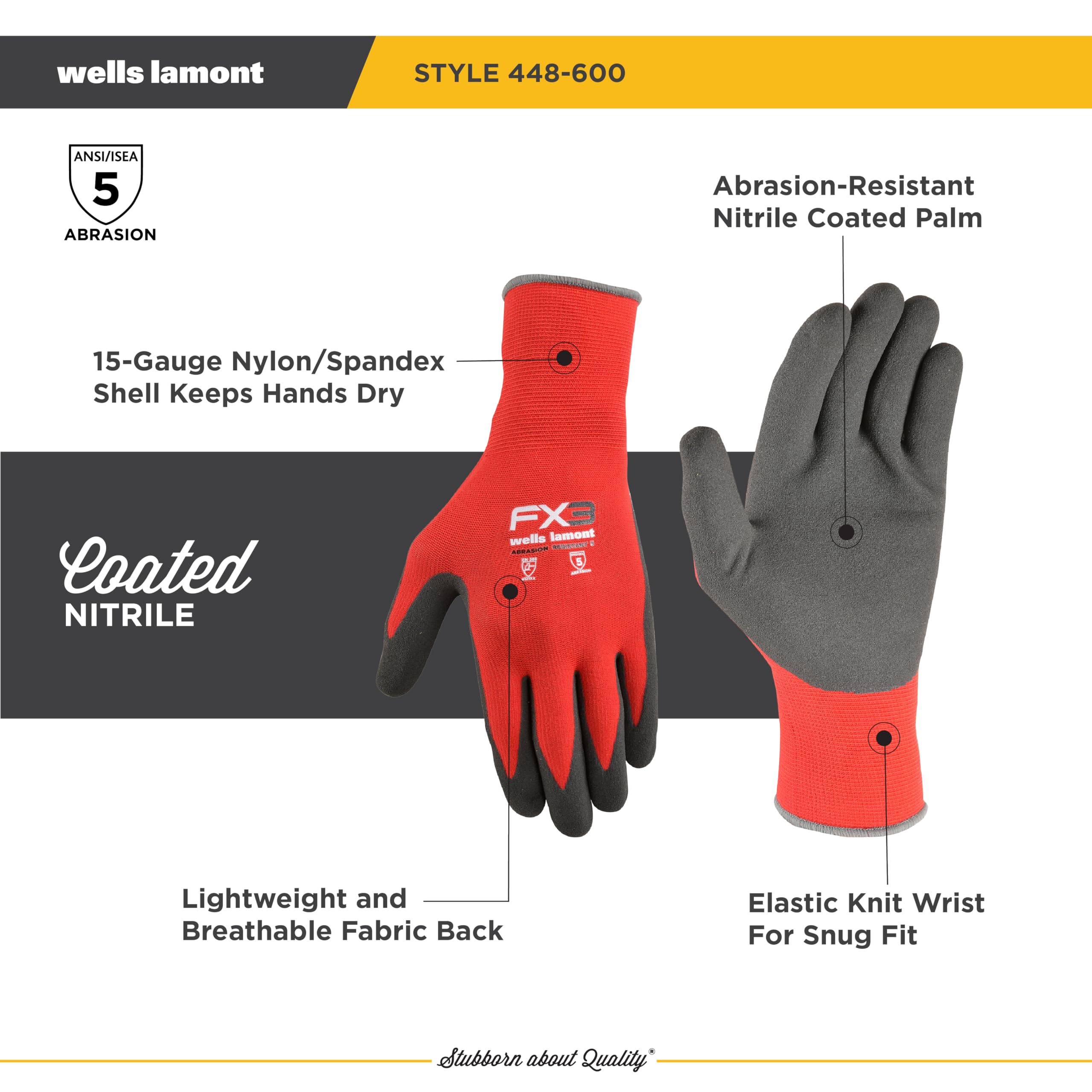 Foto 6 pulgar | Guantes Wells Lamont Fx3 Con Revestimiento De Nitrilo, Agarre, Color Rojo, Tamaño Grande - Venta Internacional.
