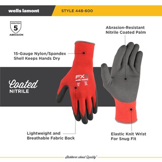 Foto 5 | Guantes Wells Lamont Fx3 Con Revestimiento De Nitrilo, Agarre, Color Rojo, Tamaño Grande - Venta Internacional.