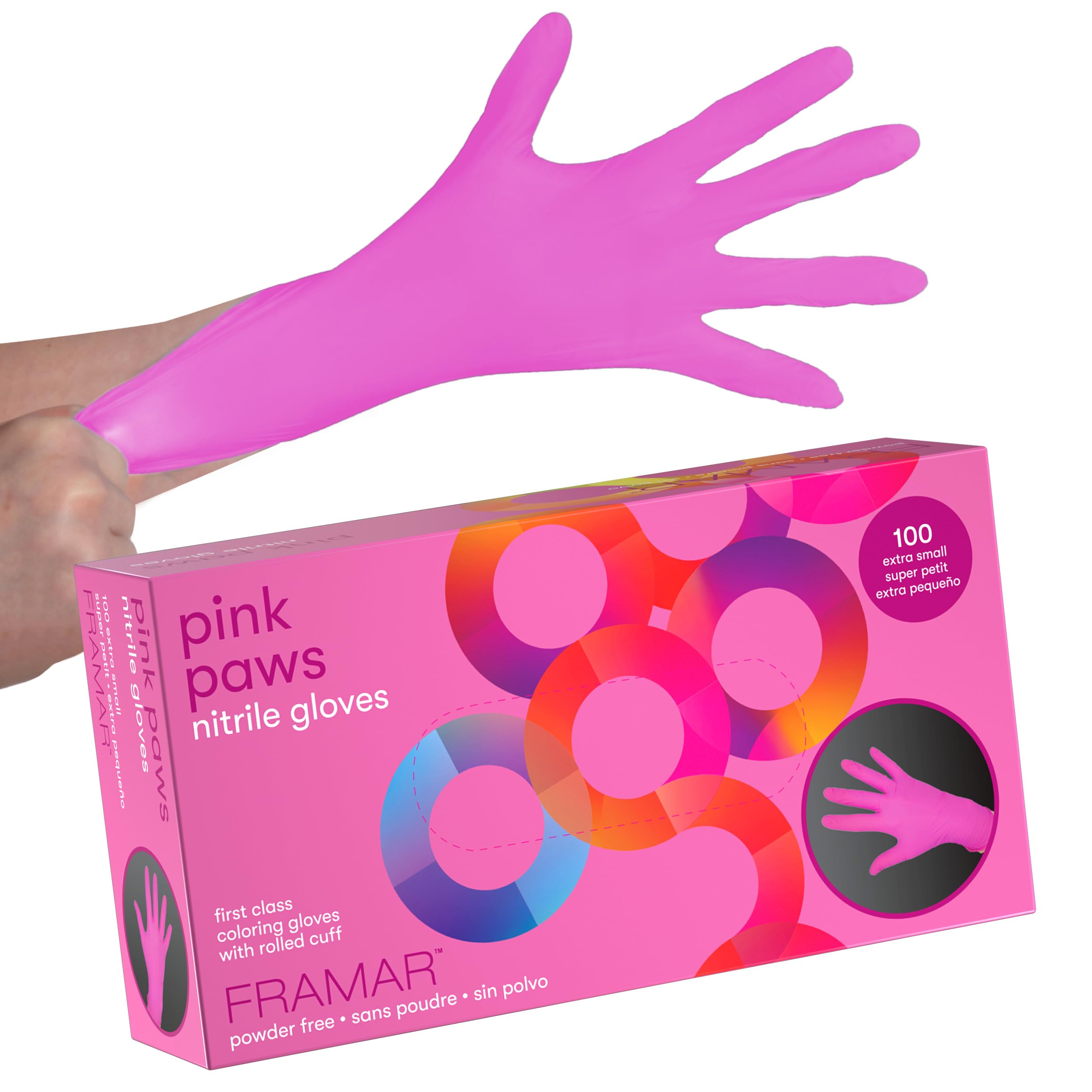 Foto 2 pulgar | Guantes Desechables De Nitrilo Framar Pink Xs Sin Látex  Paquete De 100 - Venta Internacional.