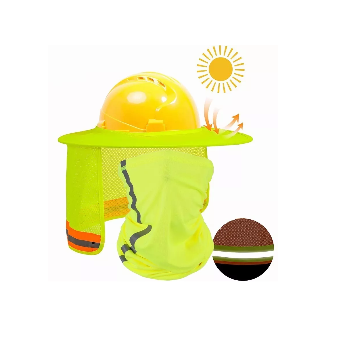 Foto 3 | Sombrilla Para Cascos Cubrecuello con Reflejante + Bandana Eo Safe Imports Esi-10645 Amarillo