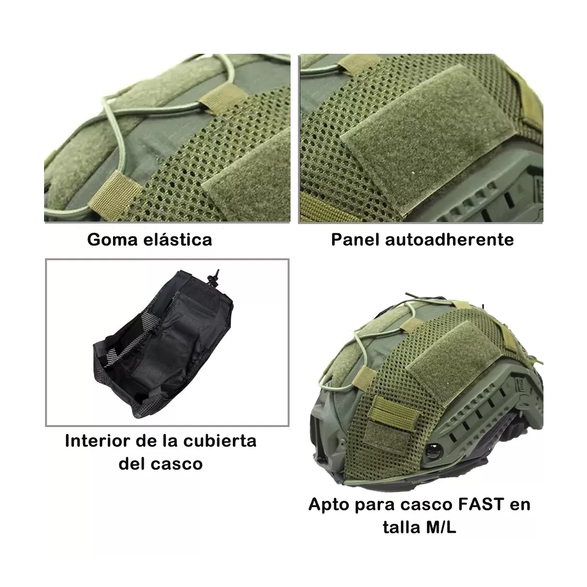 Foto 3 pulgar | Forro para Casco Táctico Verde