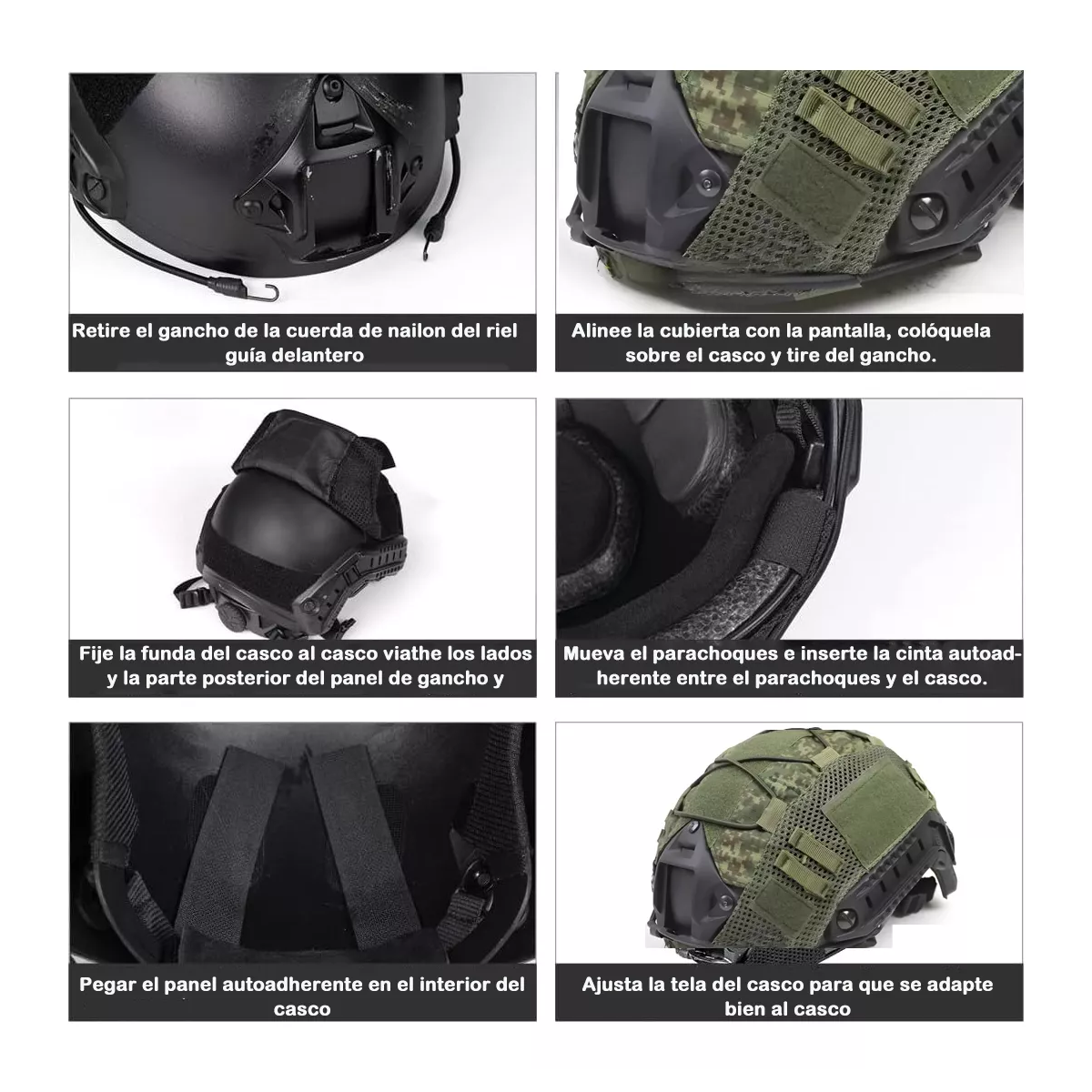 Foto 4 pulgar | Forro para Casco Táctico Verde