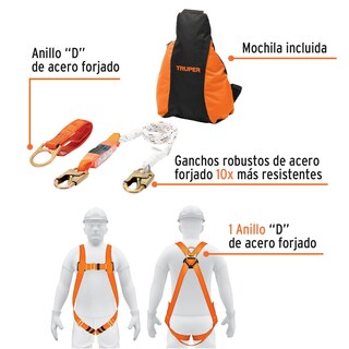 Foto 2 | Kit Contra Caídas Truper ARN-KIT-1A color Naranja con Arnés de un Anillo