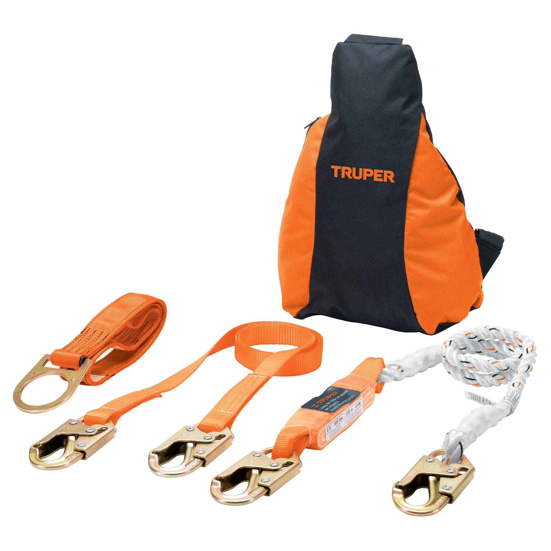 Foto 2 pulgar | Kit Contra Caídas Truper ARN-KIT-3A color Naranja con Arnés de Tres Anillos