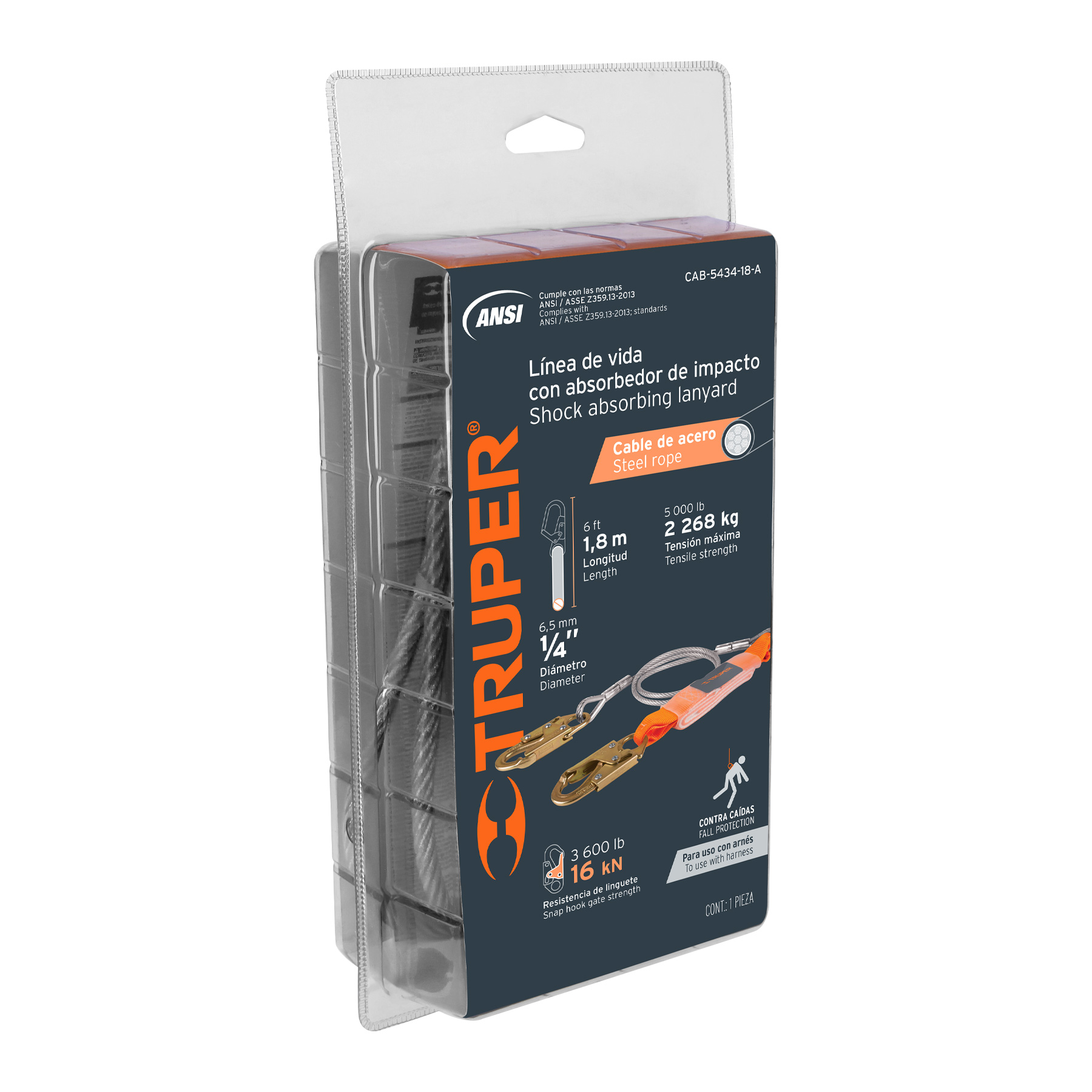 Foto 4 pulgar | Línea de Vida Truper color Gris Cable de Acero con Absorbedor de Impacto 1.8 m