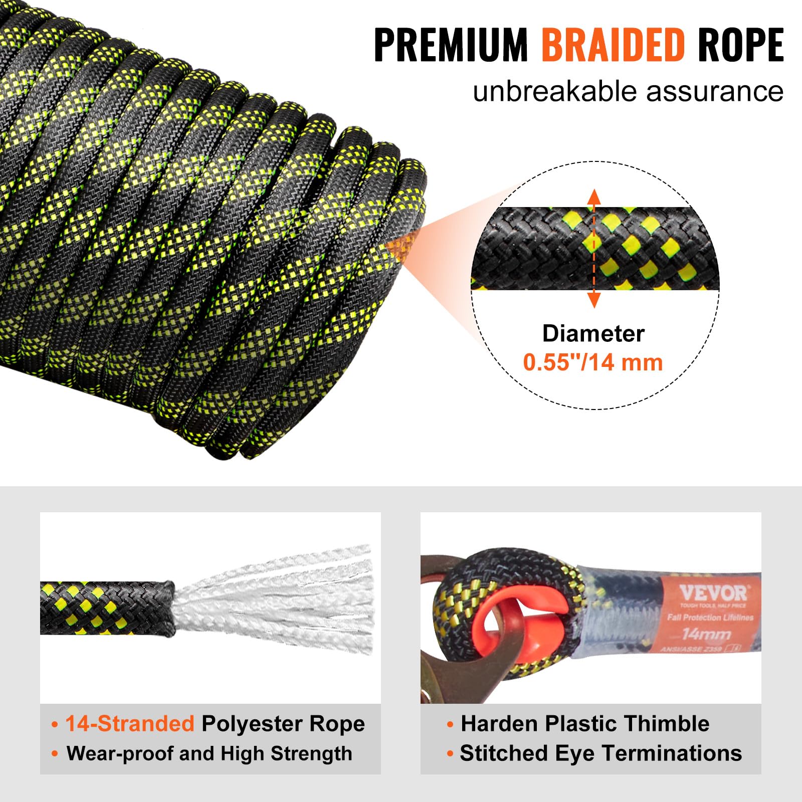 Foto 5 pulgar | Protección Contra Caídas Vevor Vertical Lifeline Assembly De 0,55 Pulgadas X 30 M - Venta Internacional.