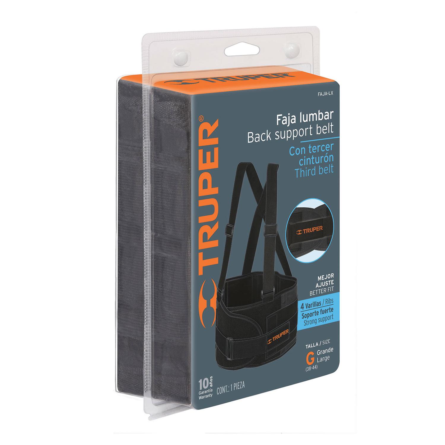 Foto 2 pulgar | Faja con Tirantes y Tercer Cinturón Truper color Negro Talla Grande