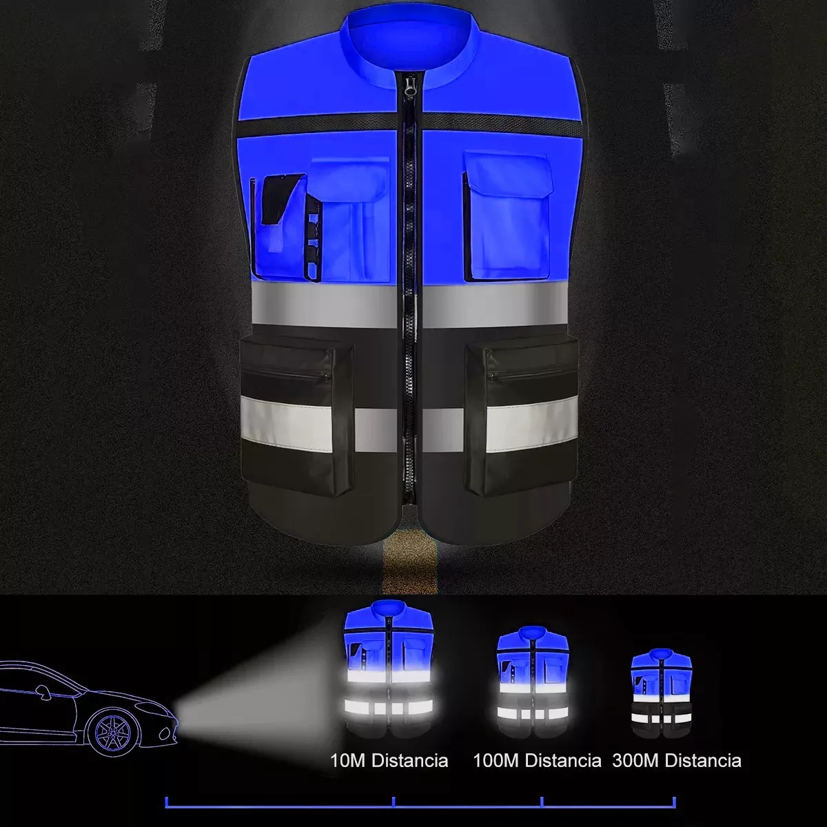 Foto 3 | Chaleco Seguridad Industrial Reflejante Talla Xxl Eo Safe Imports Esi-14612 Azul