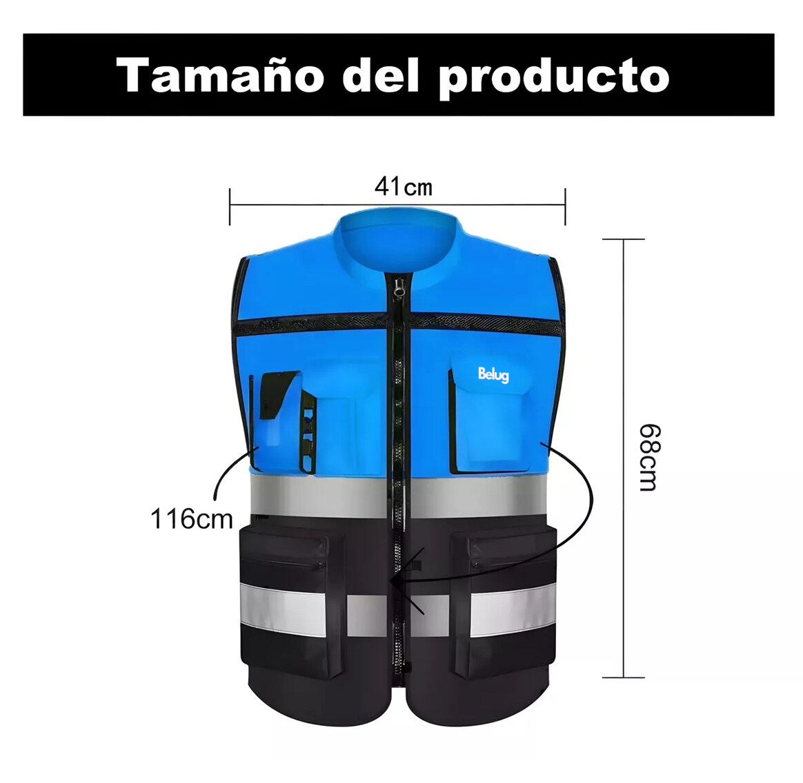 Foto 3 pulgar | Chaleco de Seguridad Reflejante Industrial Superbrillante Azul Xl