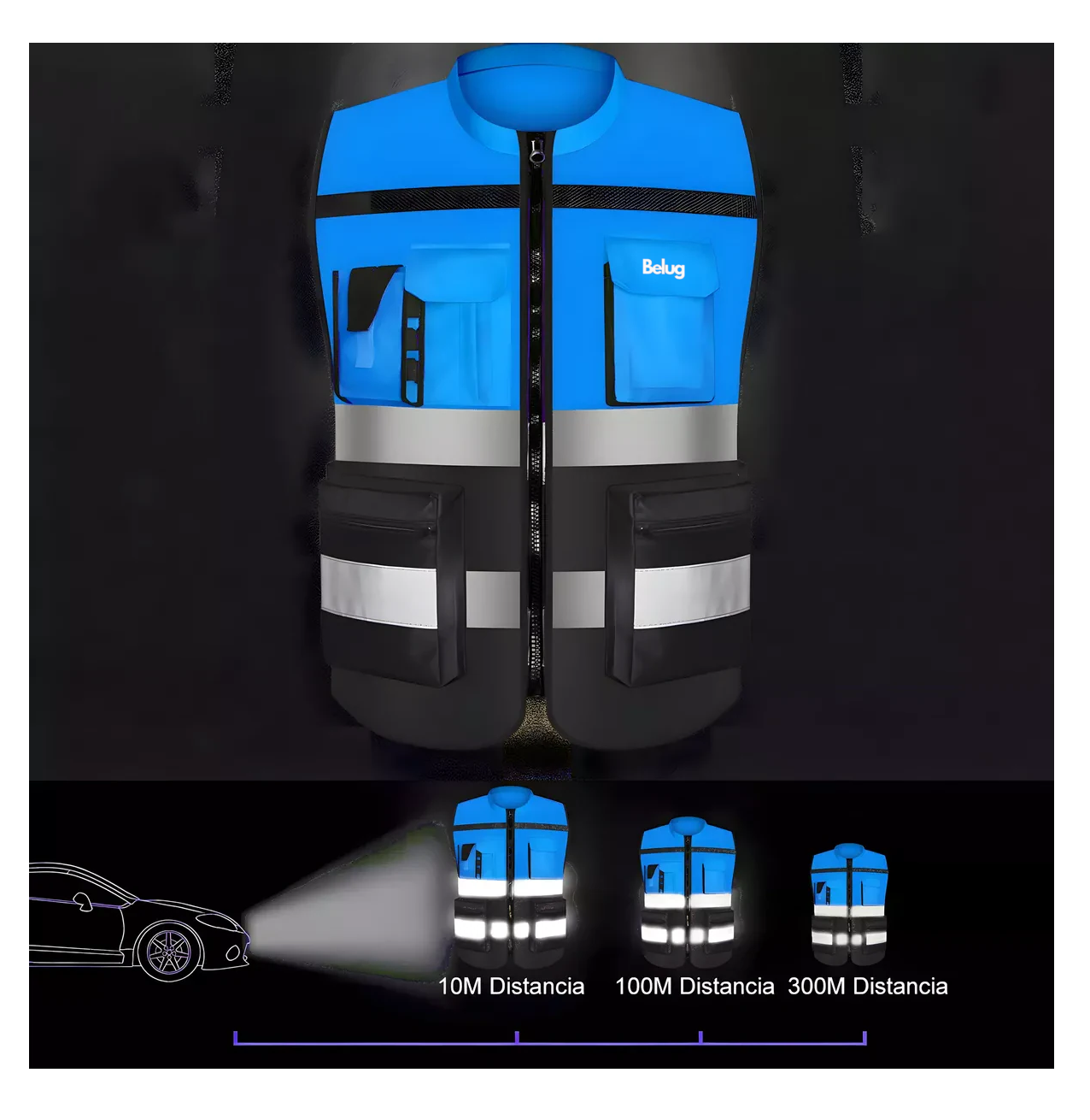 Foto 6 pulgar | Chaleco de Seguridad Reflejante Industrial Superbrillante Azul Xl