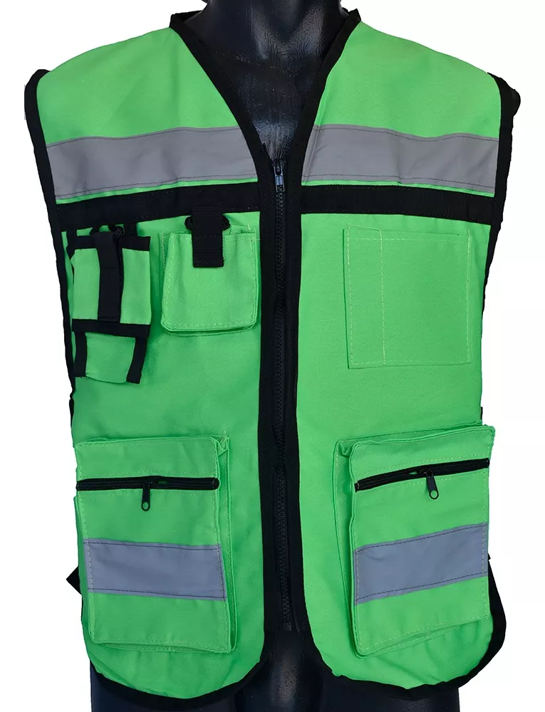 Chaleco Seguridad Industrial Brigadista Reflejante Textil Verde Neón