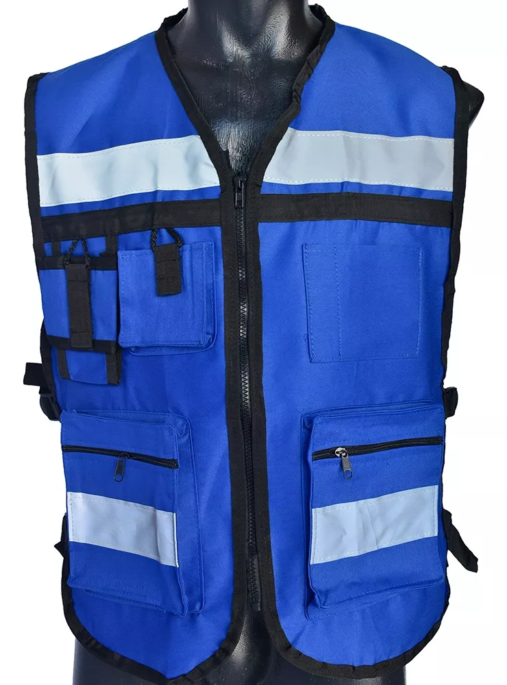 Chaleco Seguridad Industrial Brigadista Reflejante Textil Color Azul rey