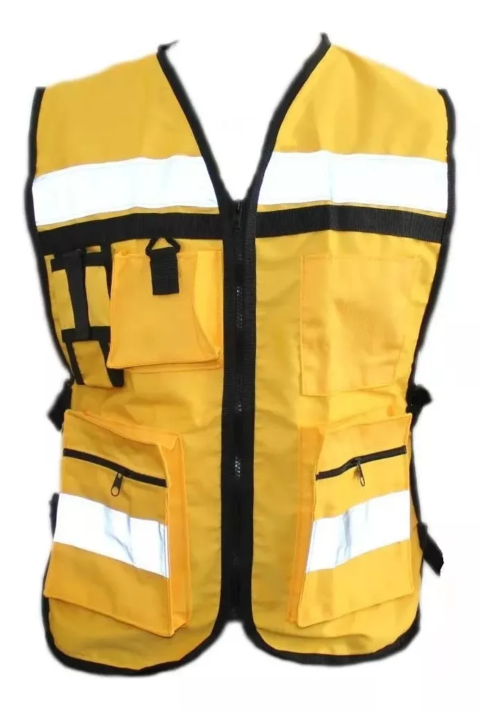 Chaleco Seguridad Industrial Brigadista Reflejante Textil Amarillo Mango