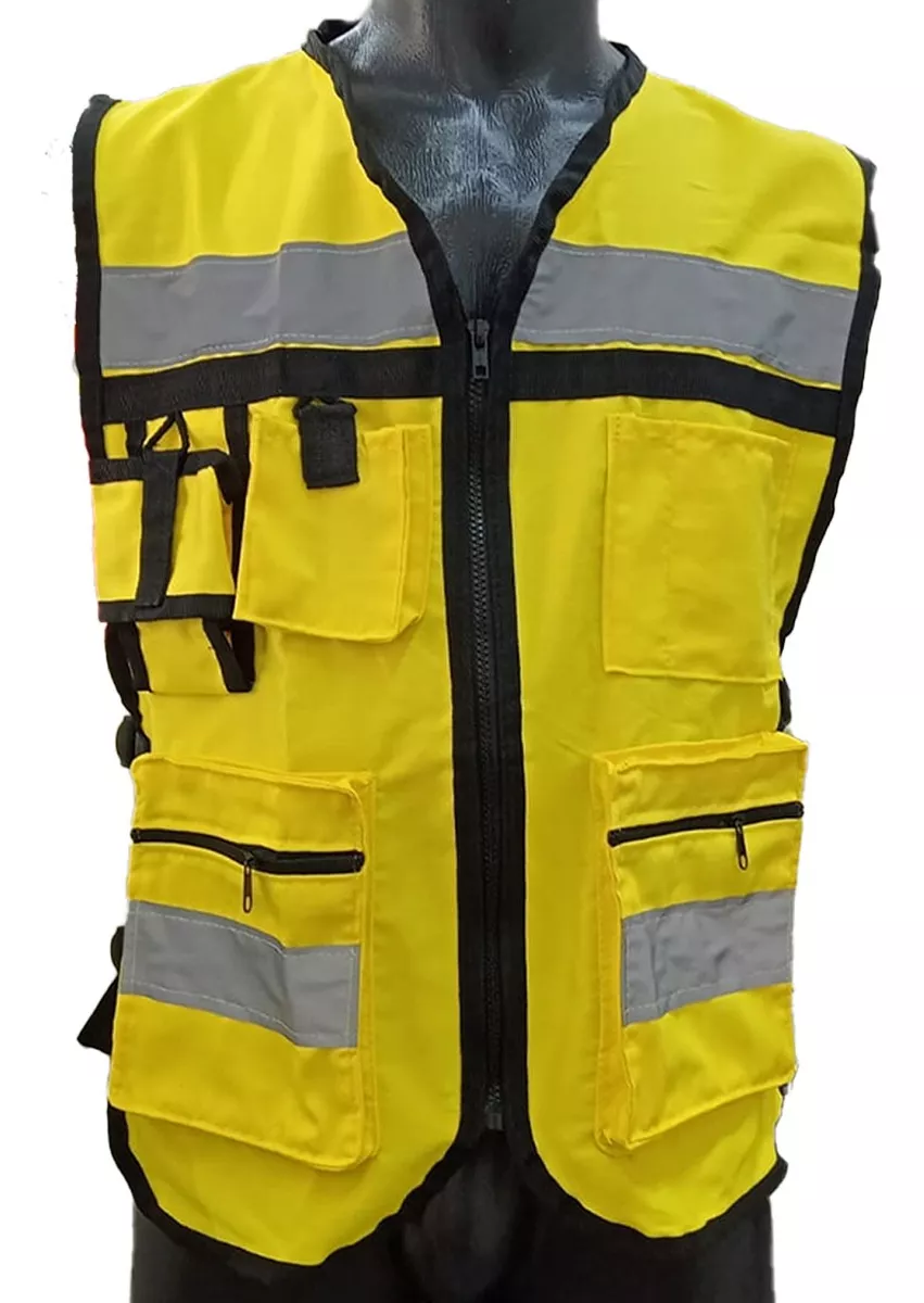 Chaleco Seguridad Industrial Brigadista Reflejante Textil Color Amarillo Canario