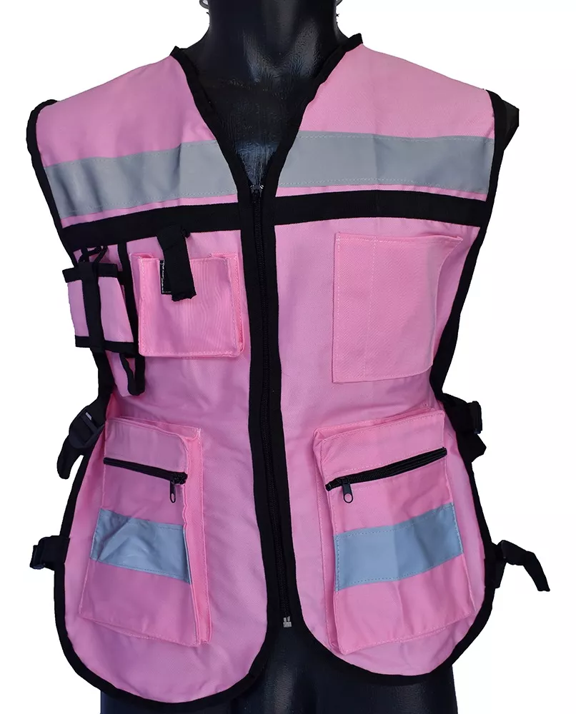 Chaleco Seguridad Industrial Brigadista Reflejante Textil Color Rosa Pastel