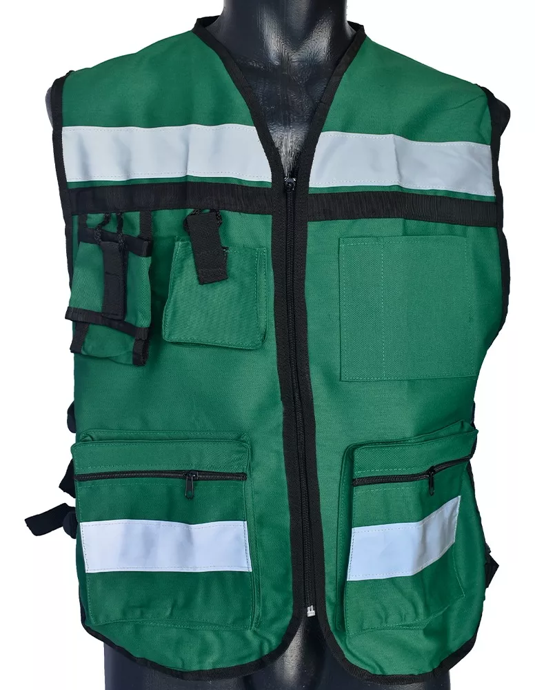 Chaleco Seguridad Industrial Brigadista Reflejante Textil Verde Bandera