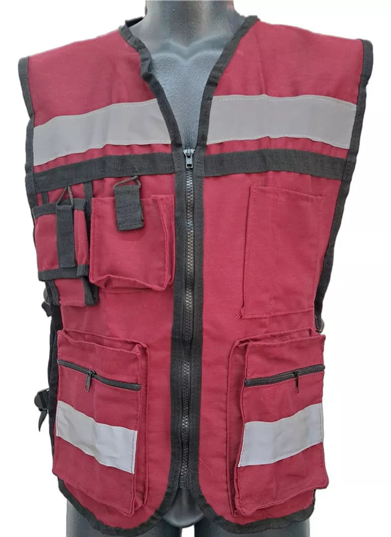 Chaleco Seguridad Industrial Brigadista Reflejante Textil Color Vino