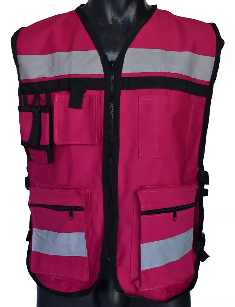 Chaleco Seguridad Industrial Brigadista Reflejante Textil Fucsia