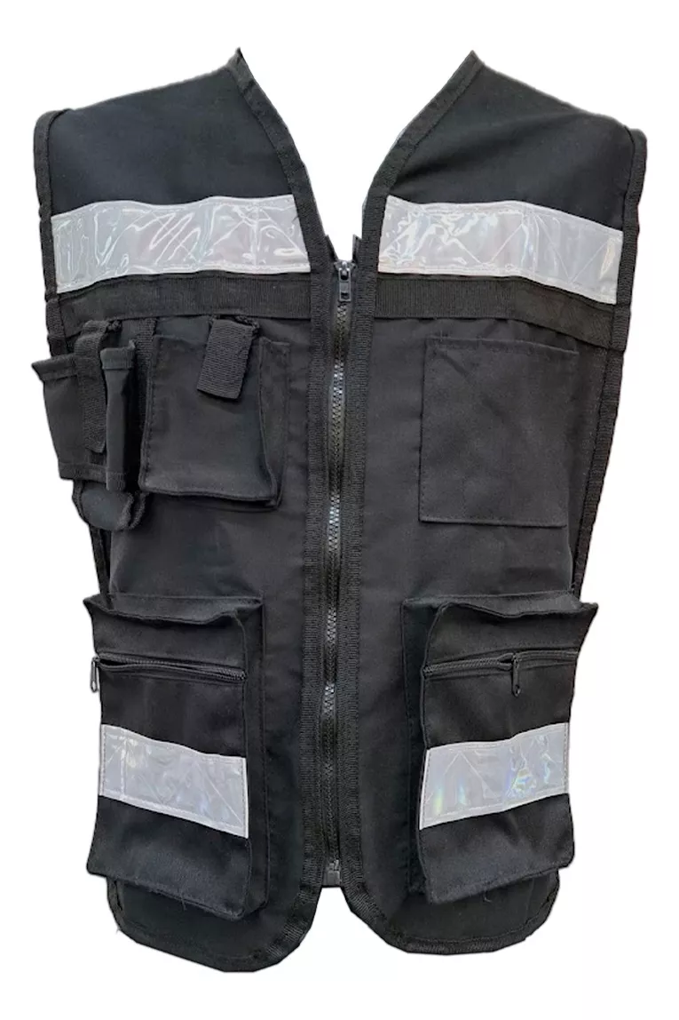 Chaleco Seguridad Industrial Brigadista Reflejante Textil Color Negro