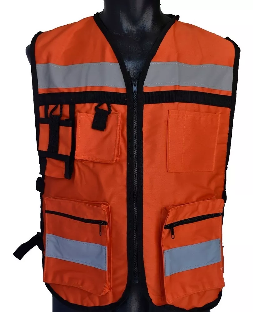 Chaleco Seguridad Industrial Brigadista Reflejante Textil Naranja