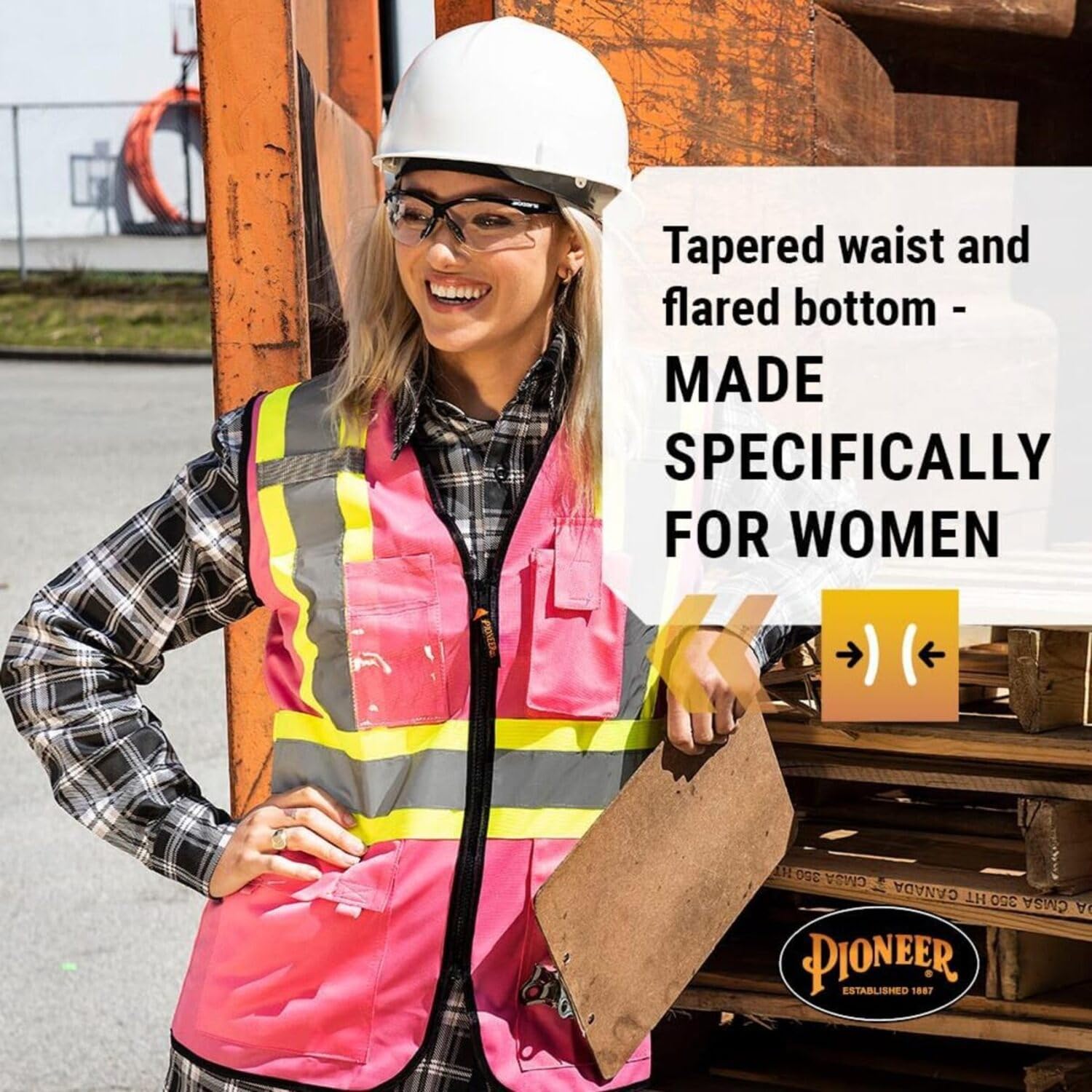 Foto 2 | Chaleco De Seguridad Pioneer Para Mujer Con Bolsillos Hi-vis Pink - Venta Internacional.
