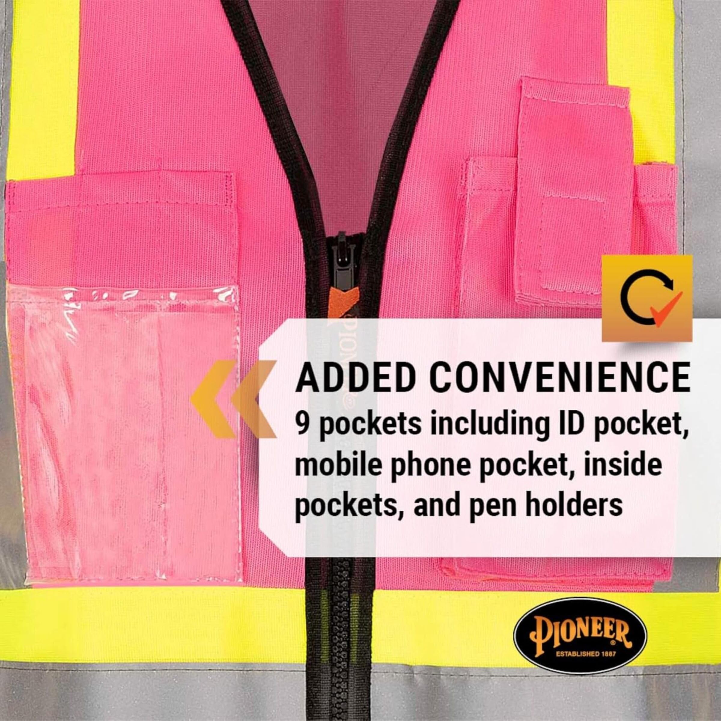 Foto 8 pulgar | Chaleco De Seguridad Pioneer Para Mujer Con Bolsillos Hi-vis Pink - Venta Internacional.