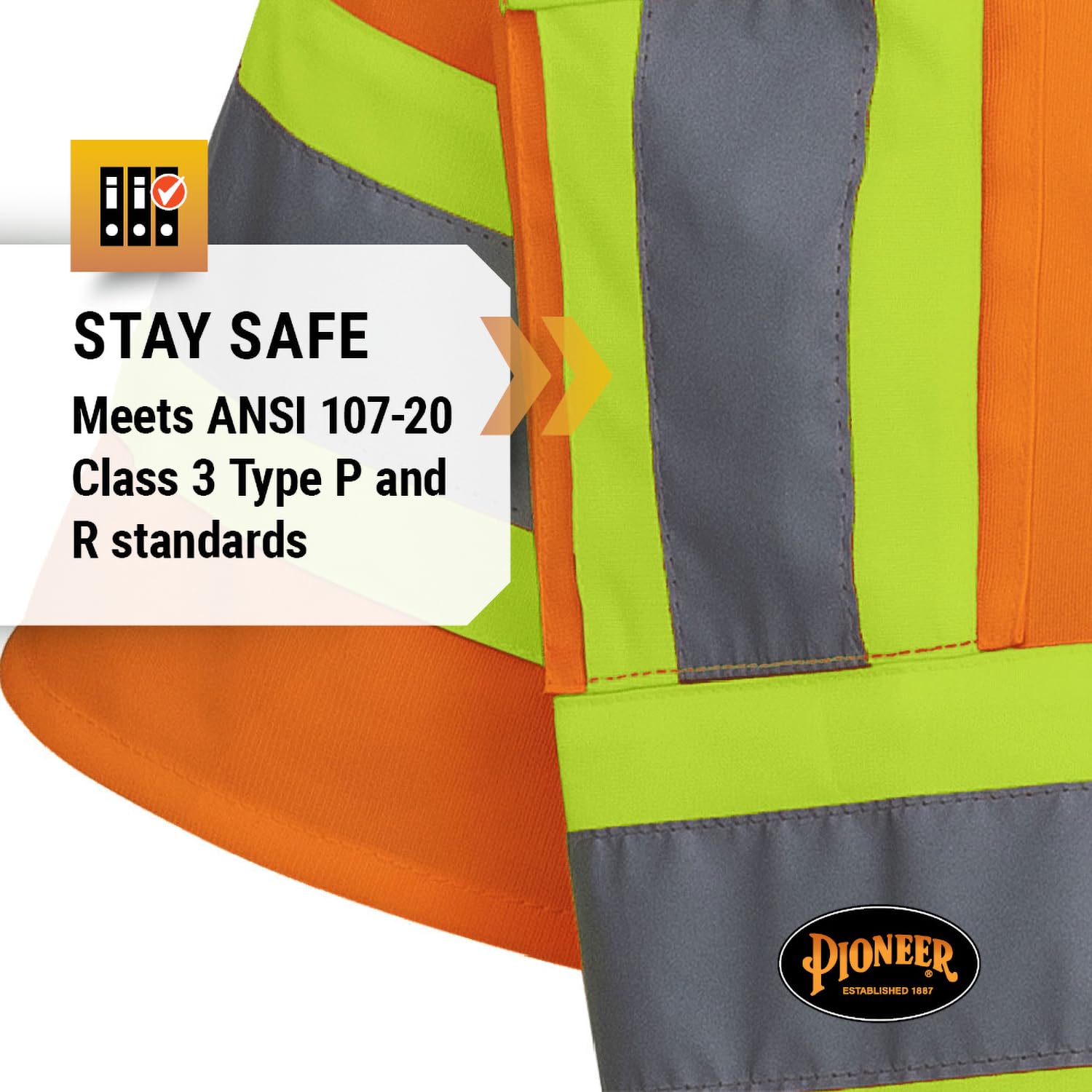 Foto 8 pulgar | Chaleco De Seguridad Pioneer Hi Vis Con Mangas Para Hombre Y Mujer, Clase 3 - Venta Internacional.