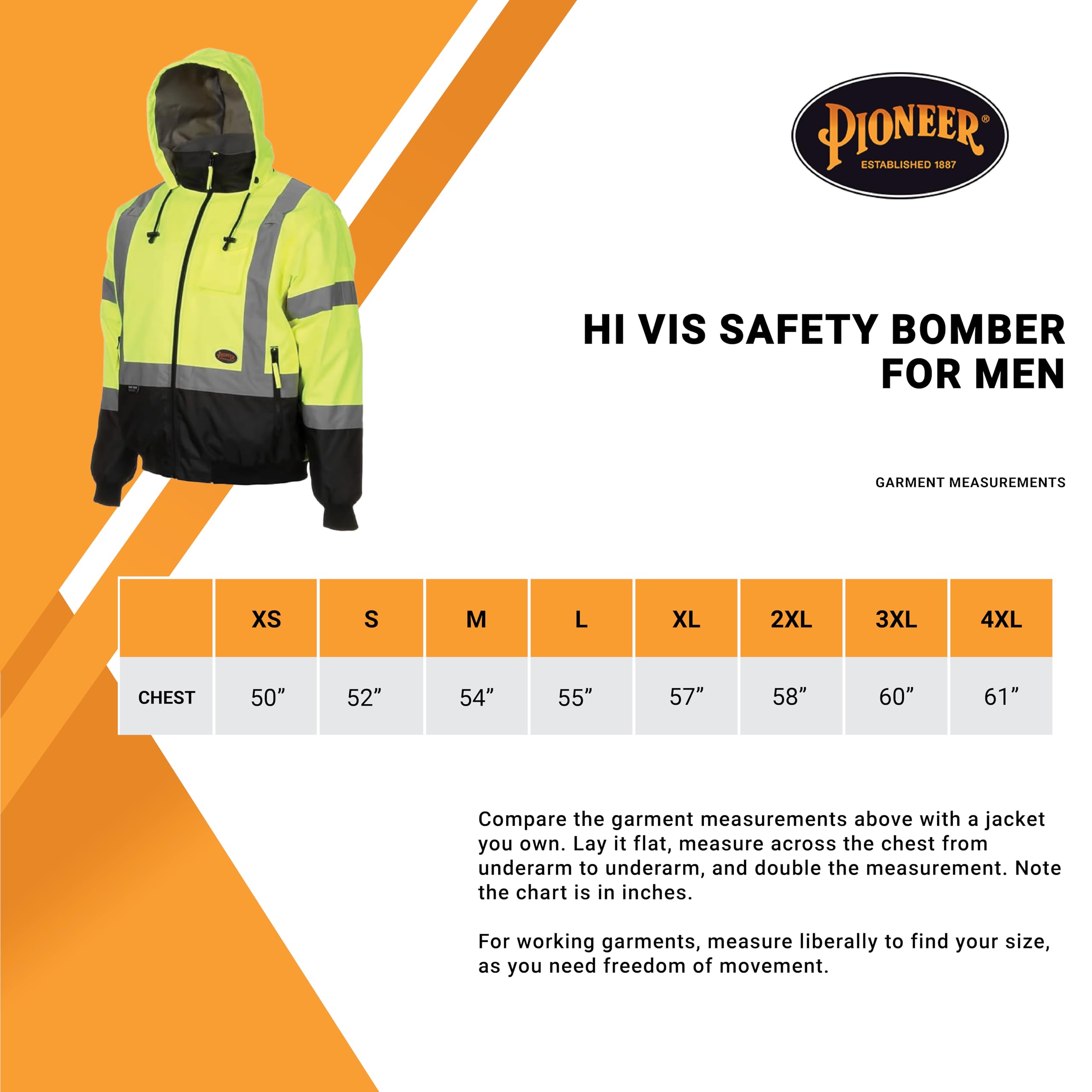 Foto 7 pulgar | Chaqueta Bomber De Seguridad Pioneer Hi Vis Impermeable Para Hombre - Venta Internacional.